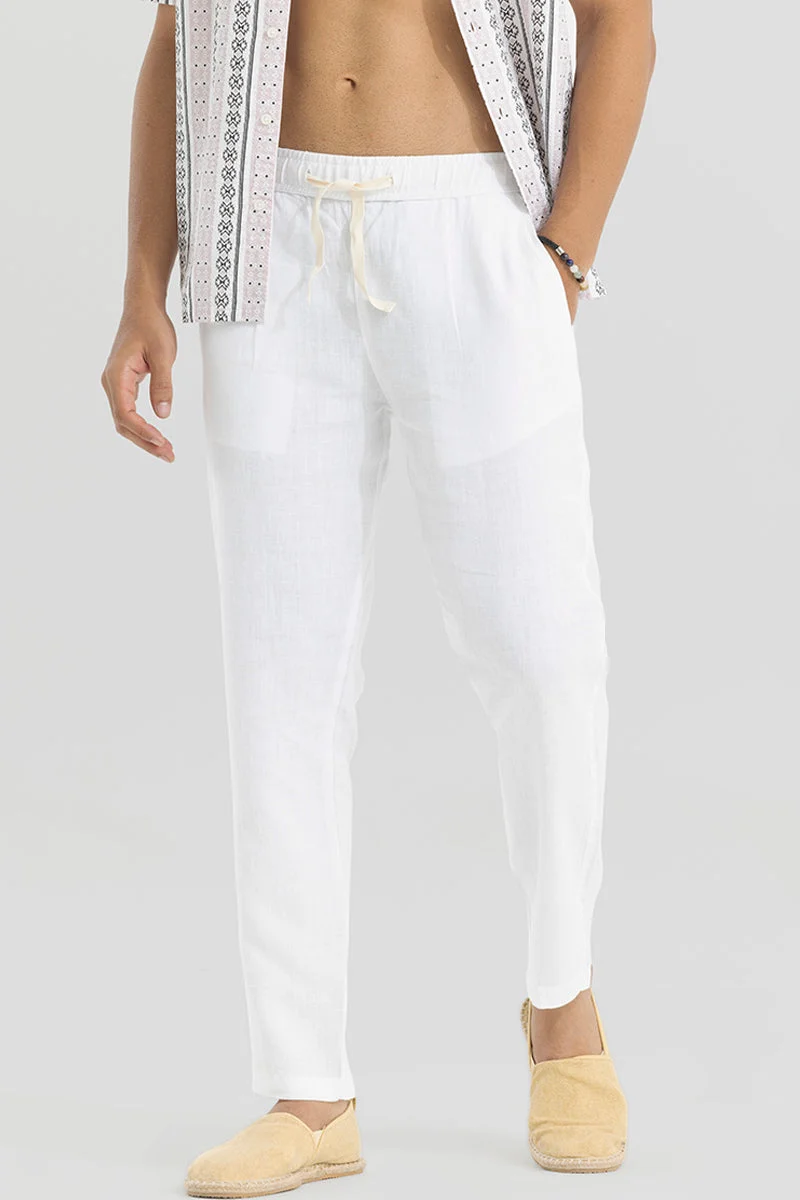 SNITCH White Ace White Linen Pant for Men | Best Price UAE